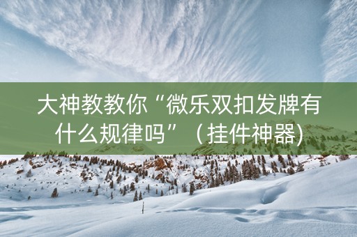 大神教教你“微乐双扣发牌有什么规律吗”（挂件神器)