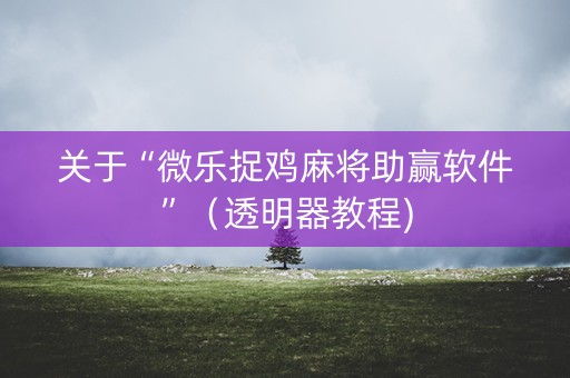 关于“微乐捉鸡麻将助赢软件”（透明器教程)