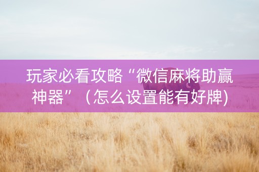 玩家必看攻略“微信麻将助赢神器”（怎么设置能有好牌)