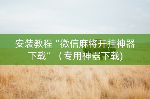 安装教程“微信麻将开挂神器下载”（专用神器下载)