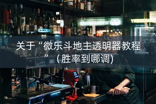 关于“微乐斗地主透明器教程”（胜率到哪调)