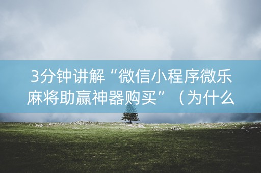 3分钟讲解“微信小程序微乐麻将助赢神器购买”（为什么有人一直赢)