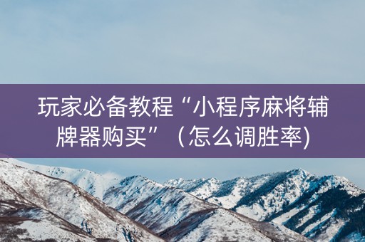 玩家必备教程“小程序麻将辅牌器购买”（怎么调胜率)