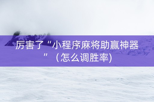 厉害了“小程序麻将助赢神器”（怎么调胜率)