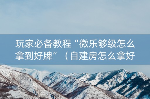 玩家必备教程“微乐够级怎么拿到好牌”（自建房怎么拿好牌)