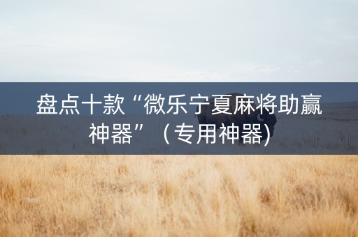 盘点十款“微乐宁夏麻将助赢神器”（专用神器)