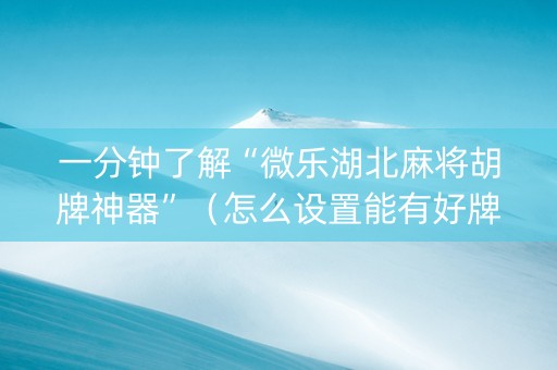 一分钟了解“微乐湖北麻将胡牌神器”（怎么设置能有好牌)