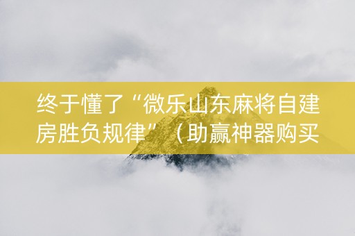 终于懂了“微乐山东麻将自建房胜负规律”（助赢神器购买)