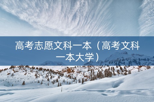 高考志愿文科一本（高考文科一本大学）