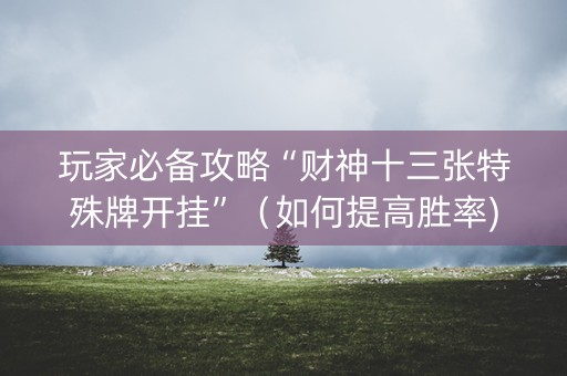 玩家必备攻略“财神十三张特殊牌开挂”（如何提高胜率)