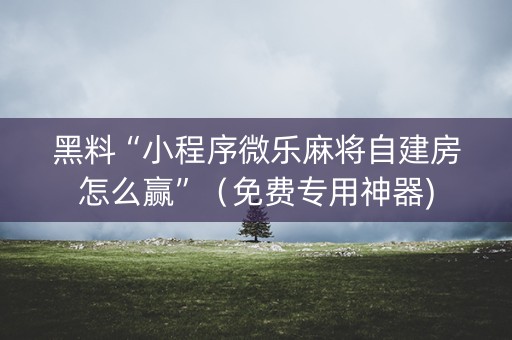 黑料“小程序微乐麻将自建房怎么赢”（免费专用神器)