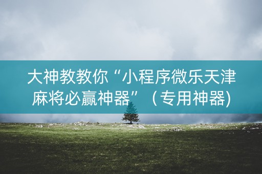 大神教教你“小程序微乐天津麻将必赢神器”（专用神器)