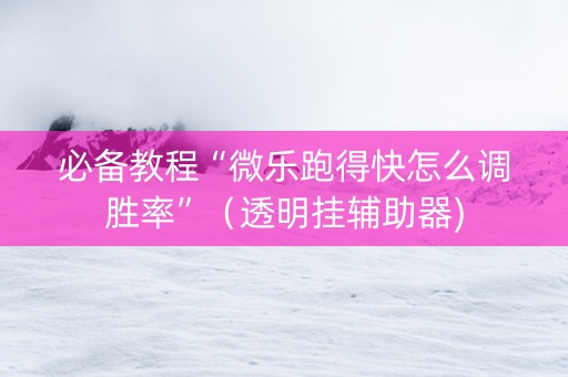 必备教程“微乐跑得快怎么调胜率”（透明挂辅助器)