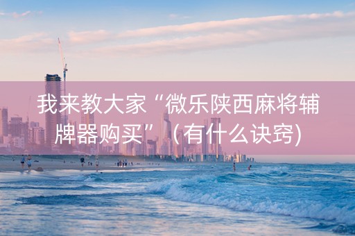 我来教大家“微乐陕西麻将辅牌器购买”（有什么诀窍)