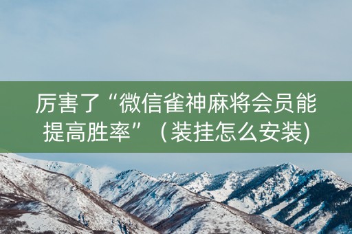 厉害了“微信雀神麻将会员能提高胜率”（装挂怎么安装)
