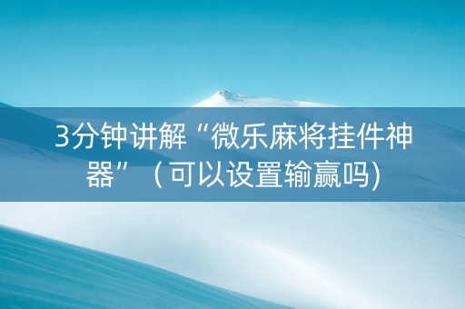 3分钟讲解“微乐麻将挂件神器”（可以设置输赢吗)