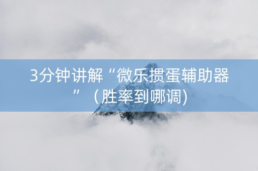 3分钟讲解“微乐掼蛋辅助器”（胜率到哪调)