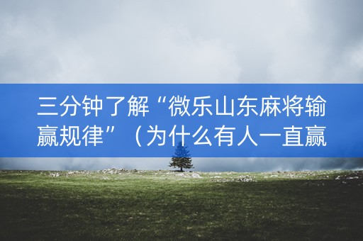 三分钟了解“微乐山东麻将输赢规律”（为什么有人一直赢)