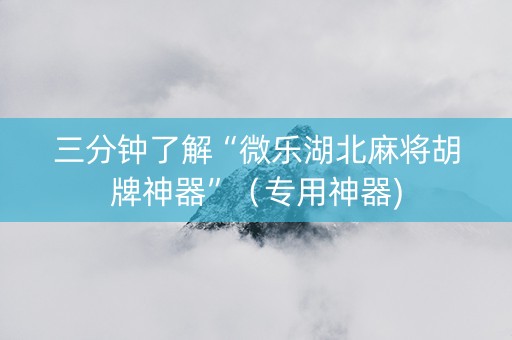 三分钟了解“微乐湖北麻将胡牌神器”（专用神器)