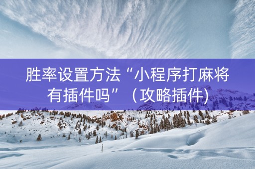 胜率设置方法“小程序打麻将有插件吗”（攻略插件)