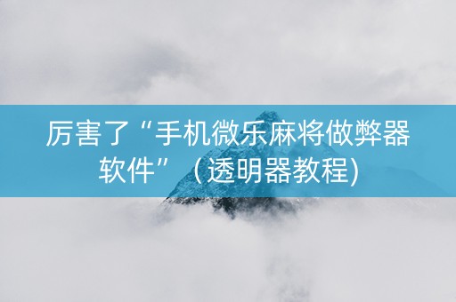 厉害了“手机微乐麻将做弊器软件”（透明器教程)