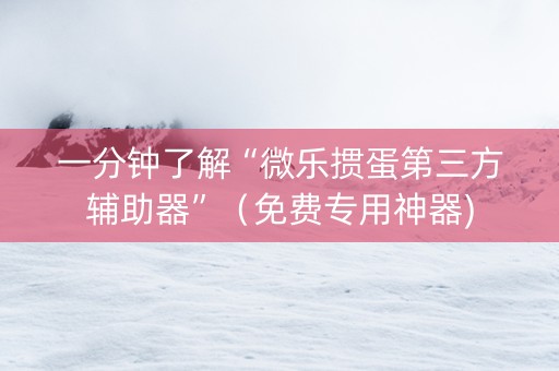 一分钟了解“微乐掼蛋第三方辅助器”（免费专用神器)