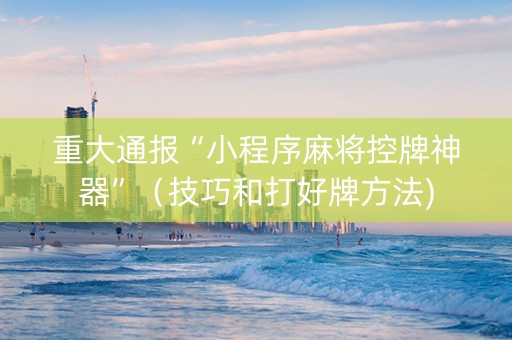 重大通报“小程序麻将控牌神器”（技巧和打好牌方法)