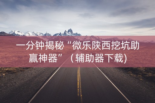 一分钟揭秘“微乐陕西挖坑助赢神器”（辅助器下载)