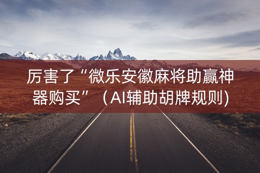 厉害了“微乐安徽麻将助赢神器购买”（AI辅助胡牌规则)