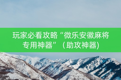 玩家必看攻略“微乐安徽麻将专用神器”（助攻神器)