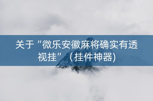 关于“微乐安徽麻将确实有透视挂”（挂件神器)