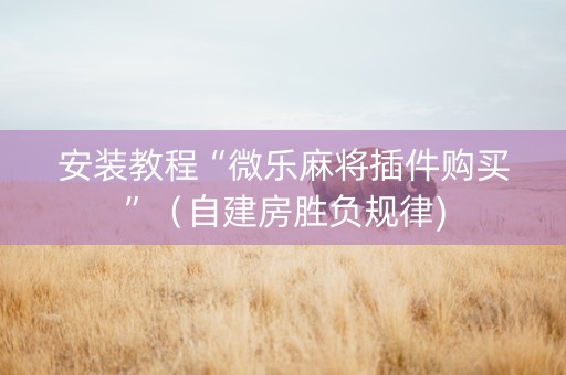 安装教程“微乐麻将插件购买”（自建房胜负规律)