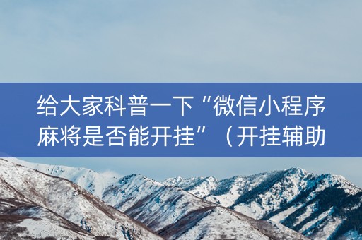 给大家科普一下“微信小程序麻将是否能开挂”（开挂辅助器脚本)