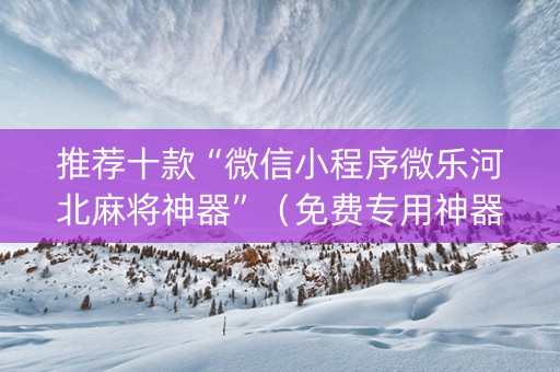 推荐十款“微信小程序微乐河北麻将神器”（免费专用神器)