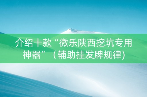 介绍十款“微乐陕西挖坑专用神器”（辅助挂发牌规律)