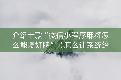 介绍十款“微信小程序麻将怎么能调好牌”（怎么让系统给自己好牌)