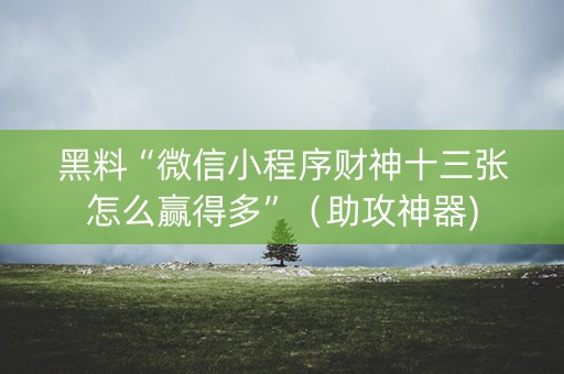 黑料“微信小程序财神十三张怎么赢得多”（助攻神器)