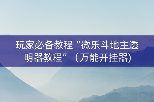 玩家必备教程“微乐斗地主透明器教程”（万能开挂器)