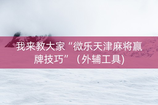 我来教大家“微乐天津麻将赢牌技巧”（外辅工具)