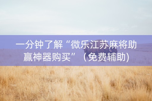 一分钟了解“微乐江苏麻将助赢神器购买”（免费辅助)