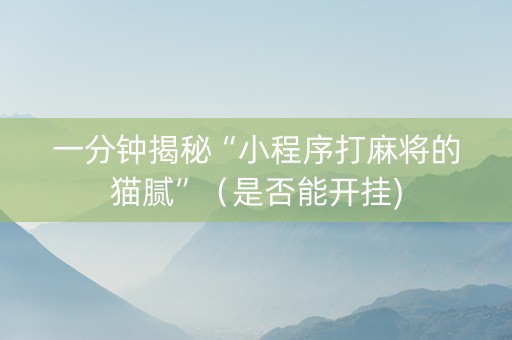 一分钟揭秘“小程序打麻将的猫腻”（是否能开挂)