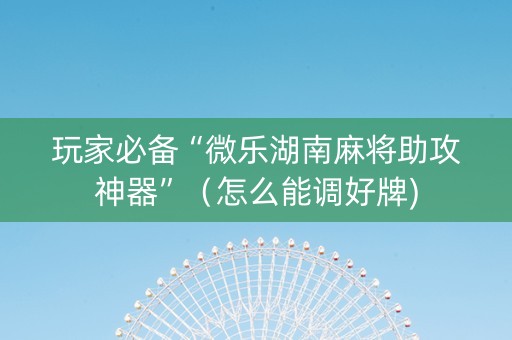 玩家必备“微乐湖南麻将助攻神器”（怎么能调好牌)