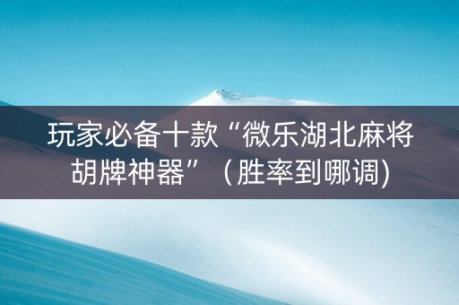 玩家必备十款“微乐湖北麻将胡牌神器”（胜率到哪调)
