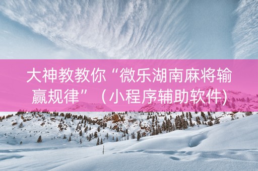 大神教教你“微乐湖南麻将输赢规律”（小程序辅助软件)