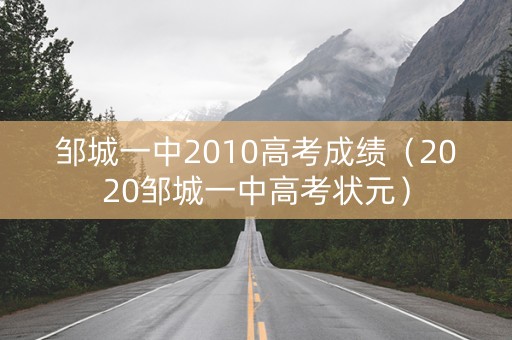 邹城一中2010高考成绩（2020邹城一中高考状元）