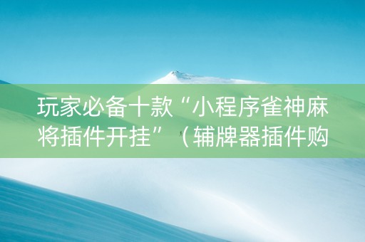 玩家必备十款“小程序雀神麻将插件开挂”（辅牌器插件购买)