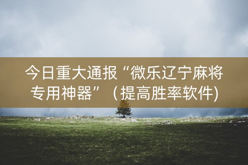 今日重大通报“微乐辽宁麻将专用神器”（提高胜率软件)