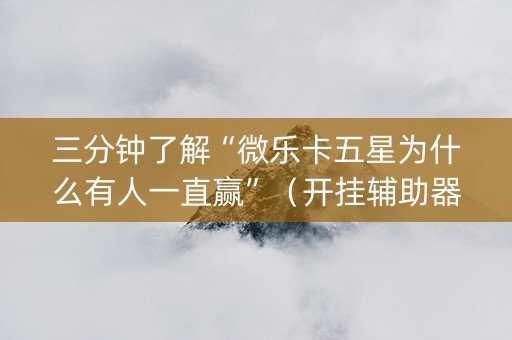 三分钟了解“微乐卡五星为什么有人一直赢”（开挂辅助器插件)