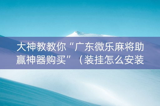 大神教教你“广东微乐麻将助赢神器购买”（装挂怎么安装)