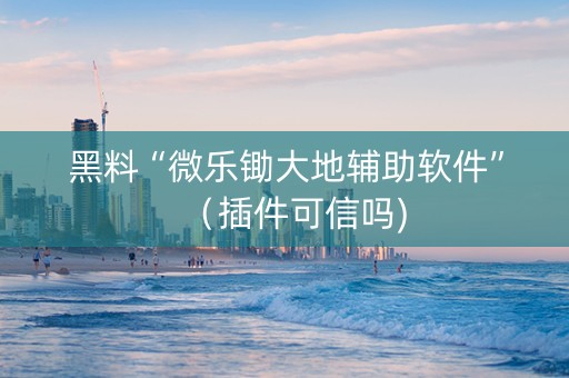 黑料“微乐锄大地辅助软件”（插件可信吗)